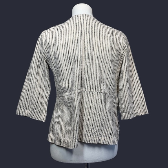 Eileen Fisher Organic Cotton Striped Women's Open Front Jacket XXS - Picture 3 of 10